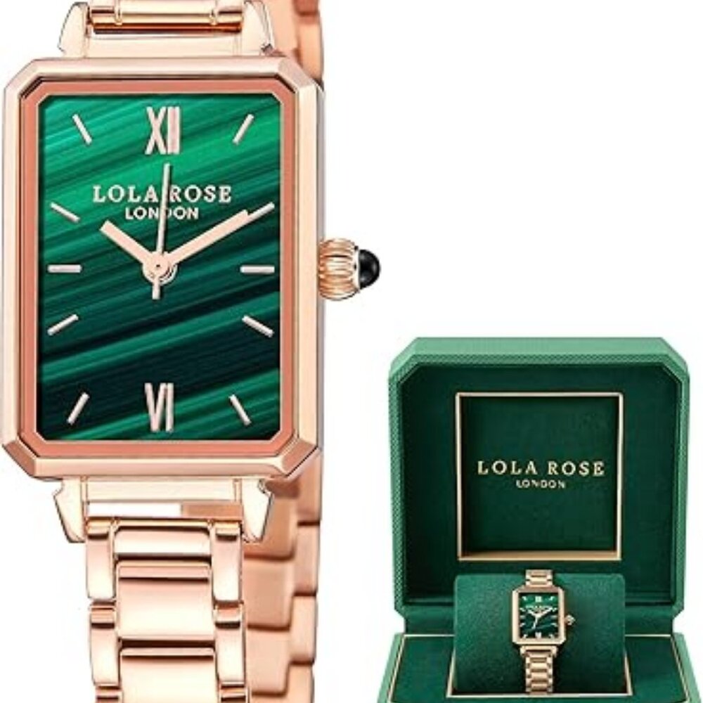 Lola Rose Dainty Women's Wrist Watch: Green Malachite Dial, Wrapped by Stylish